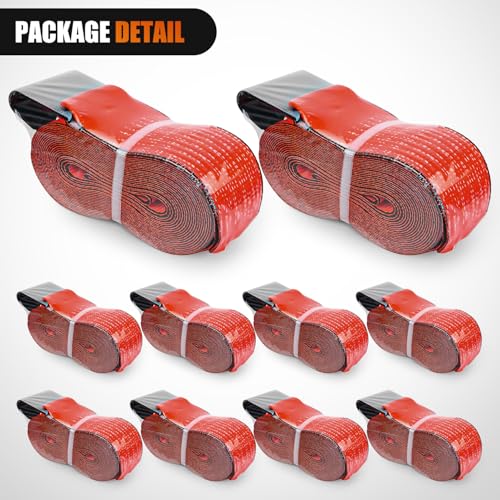 Truck Straps 4" x 30' Heavy Duty Tie Down with Flat Hooks (10 Count)