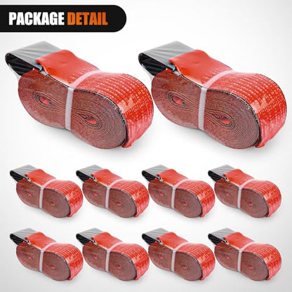 Truck Straps 4" x 30' Heavy Duty Tie Down with Flat Hooks (10 Count)