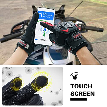 Motorcycle Gloves Touch Screen Full Finger Riding Gloves Knuckle Protection for Men and Women for Dirt Riding
