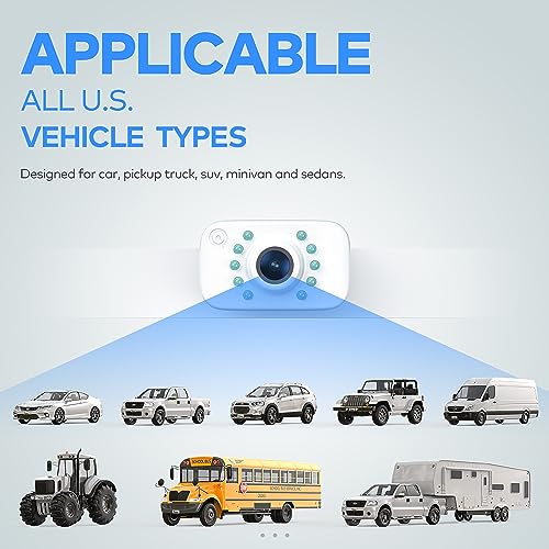 HD eRapta T01B Backup Camera Rear View License Plate Reverse Camera Universal for Pickup Truck Car SUV 149° Perfect Angle Night Vision IP69K Level Waterproof