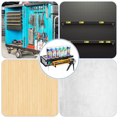 1 Pack Caulking Tube and Gun Holder 12 Slot 15.86 x 9.87x 3.34 Inch Caulking Gun Storage Rack with Horizontally Base Sealant Organizer for Garage Workshop Work Van Wall Mounted Tube Nozzle