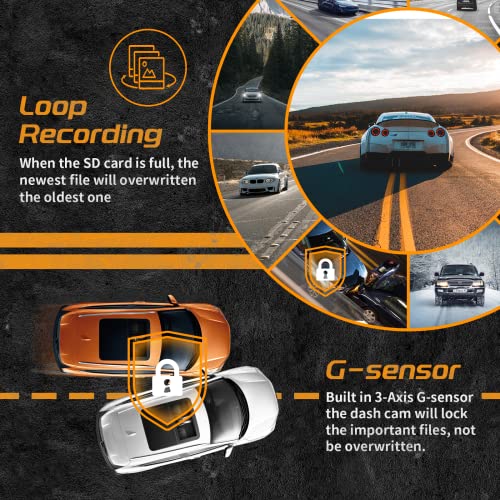 T1 pro Dash Cam Front and Rear Inside 3 Channel 1080P
