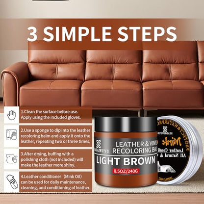 8.5oz Leather Recoloring Balm with 100ml Mink Oil