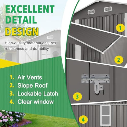 10x12 FT Outdoor Storage Shed with Windows