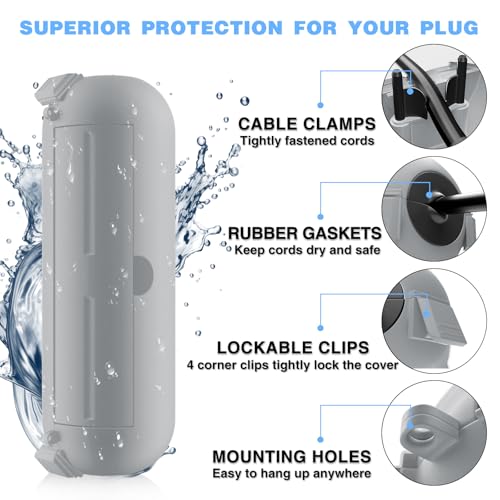 3 Pack] Flemoon Outdoor Extension Cord Safety Cover with Waterproof Seal