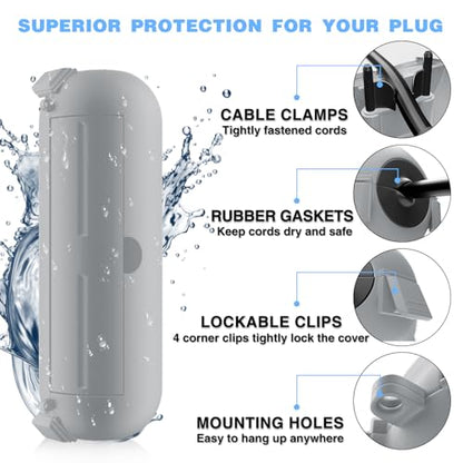3 Pack] Flemoon Outdoor Extension Cord Safety Cover with Waterproof Seal