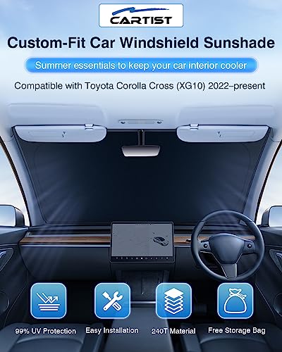 5 Layer Cartist Windshield Sun Shade Custom Fit for Toyota Corolla Cross 2022 2023 2024 2025