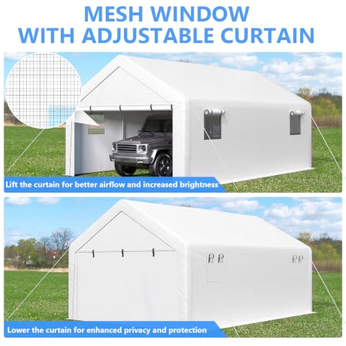 13x21 FT Enclosed Carport with Roll