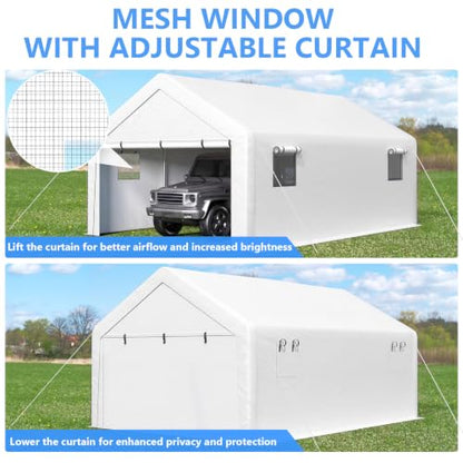 13x21 FT Enclosed Carport with Roll