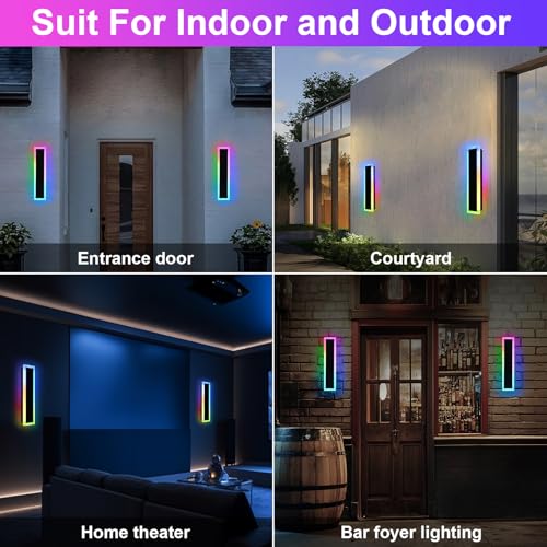 2 Pack RGB LED Outdoor Long Wall Lights (2 Count)