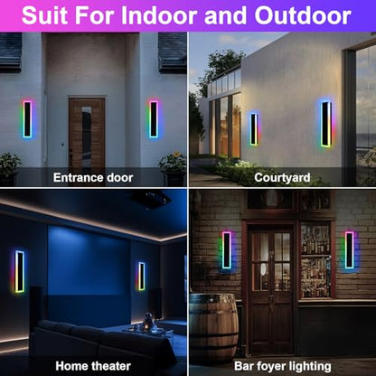 2 Pack RGB LED Outdoor Long Wall Lights (2 Count)