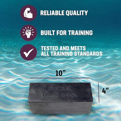 10 lb Rubber Diving Brick Durable Rectangular Water Weight