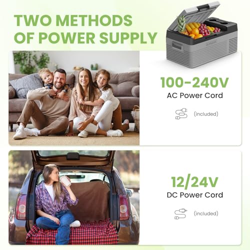 Car Refrigerator 12 Volt Portable Car Fridge 16 Quart（15 L Electric Cooler with AC