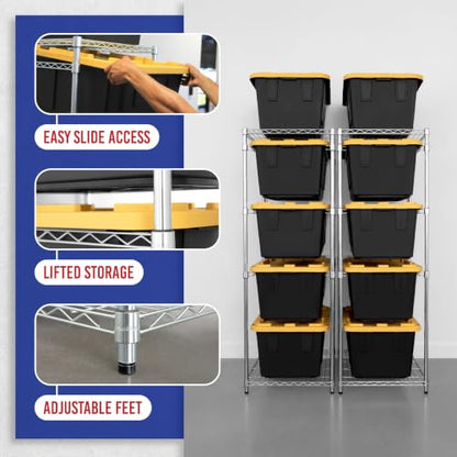 5 Tier Steel Tote Rack for 27 Gallon Bins (2 Count)