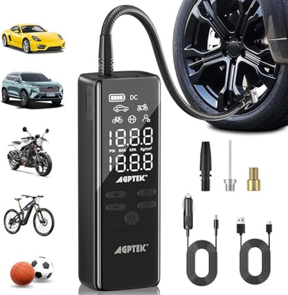 Tire Inflator Portable Air Compressor Pressure Gauge Electric