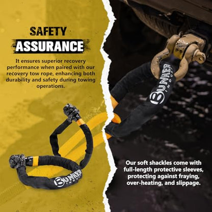 3 4in×20ft Kinetic Recovery Rope with 2 Soft Shackles Kit