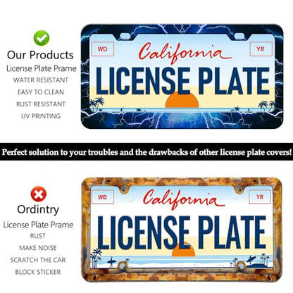 Blue Lightning License Plate Frames