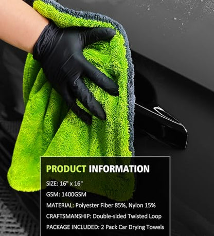 2 Pack 16"x16" Car Detailing Drying Towels (2 Count)