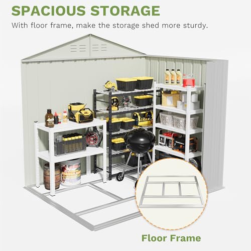 6x4 FT Outdoor Storage Shed with Floor Frame