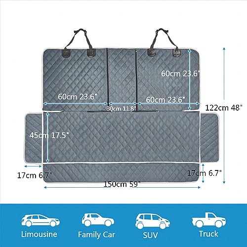 Grey Dog Car Seat Cover for Back Seat X