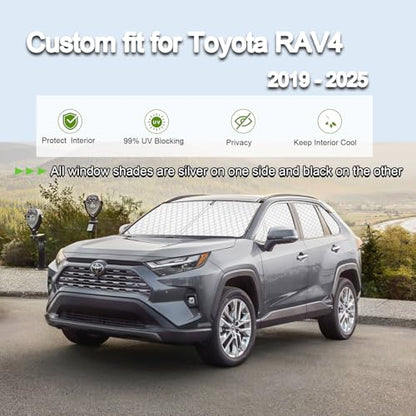Thicken Car Window Shades for Toyota RAV4 2019 (8 Count)