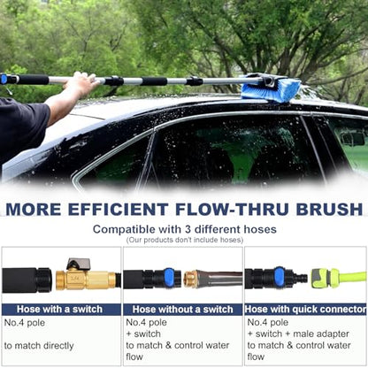 70" Car Wash Brush with Long Handle and 12" Soft Bristle Brush Head