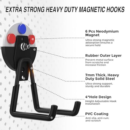 Heavy Duty Storage Magnetic Utility Hooks Large Garage Strong Extra Magnet Hooks Hanger with Anti (2 Count)