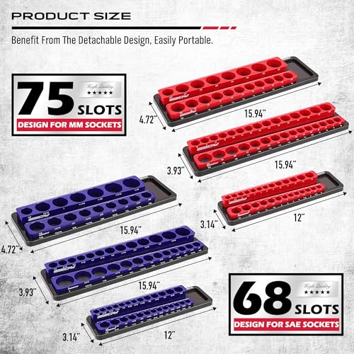 Magnetic Socket Holder Organizer Set (6 Count)