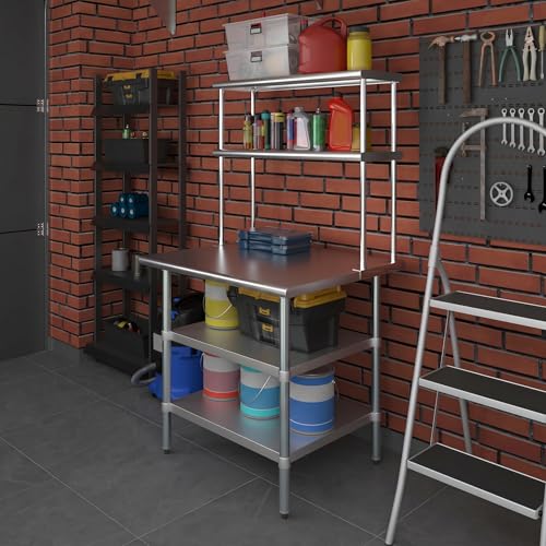 Stainless Steel Work Table with 2 Shelves