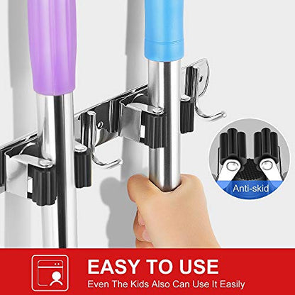 Broom Holder Wall Mount Stainless Steel Mop Organizer