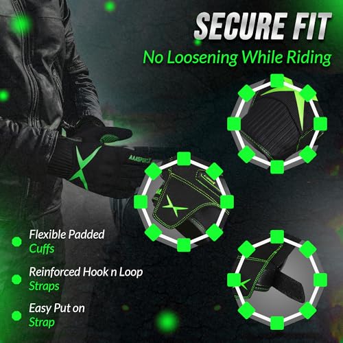 Breathable Motorcycle Gloves for Men with TPR & Kevlar Palm Protection Hard Knuckles Touchscreen