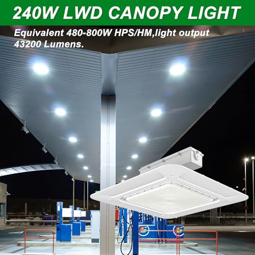 LED Gas Station Canopy Light 240W Garage Carport Ceiling Light Fixture