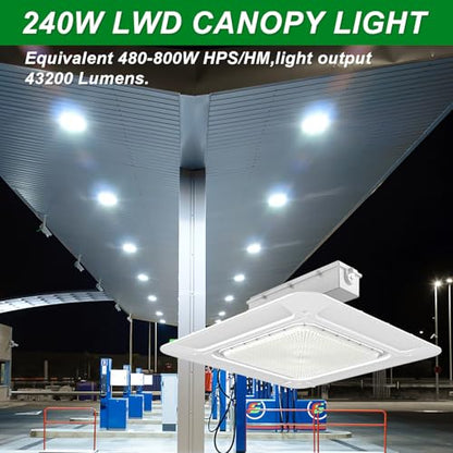 LED Gas Station Canopy Light 240W Garage Carport Ceiling Light Fixture