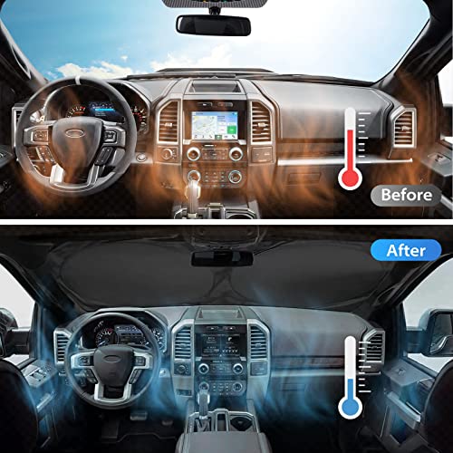Windshield Sun Shade with Storage Pouch for SUVs