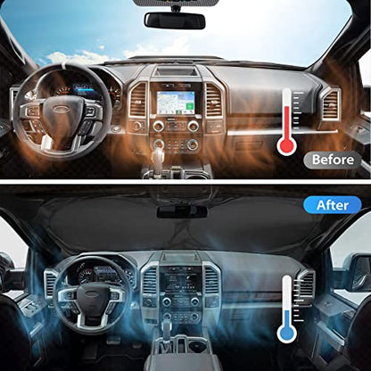 Windshield Sun Shade with Storage Pouch for SUVs