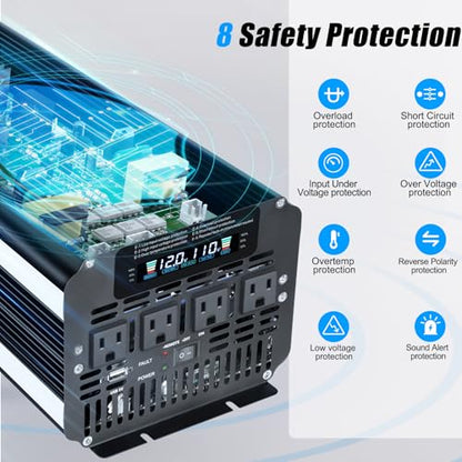 4000 Watt Power Inverter 12V to 110V 120V for Vehicle