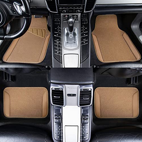 Beige Leather & Waterproof Car Carpet Floor Mats