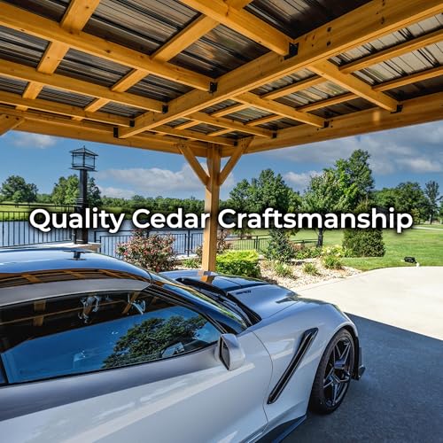 Kingsport 20' x 12' Cedar Wood Outdoor Carport Garage with Heavy