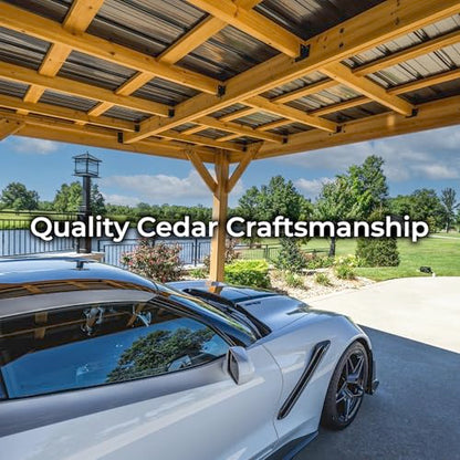 Kingsport 20' x 12' Cedar Wood Outdoor Carport Garage with Heavy