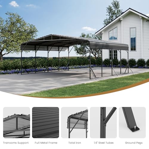20'x20' Carport with Galvanized Steel Roof