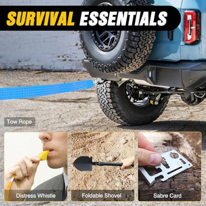Car Roadside Emergency Kit with Jumper Cables Repair Tool Sets