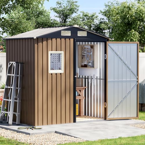 6x4 FT Outdoor Metal Storage Shed with Floor Frame