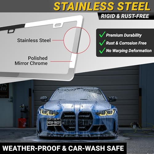 Premium Slim Mirror Chrome License Plate Frame