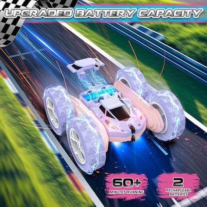 Pink Purple RC Stunt Car for Kids