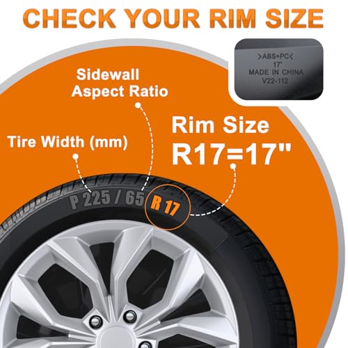 Wheel Cover Hubcaps 17 Inch Compatible with Honda CR (4 Count)