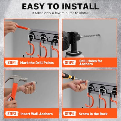 68'' All Metal Adjustable Garden Tool Organizer