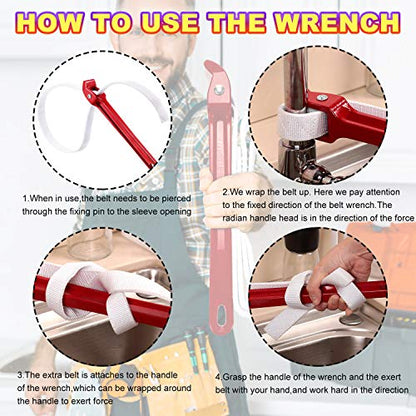 12 Inch Strap Wrench Adjustable Pipe Nylon Plumbing Strap Wrench Oil Filter Jar Opener Handle Belt Anti