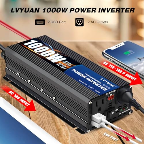 1000W Pure Sine Wave Inverter 12V to 110