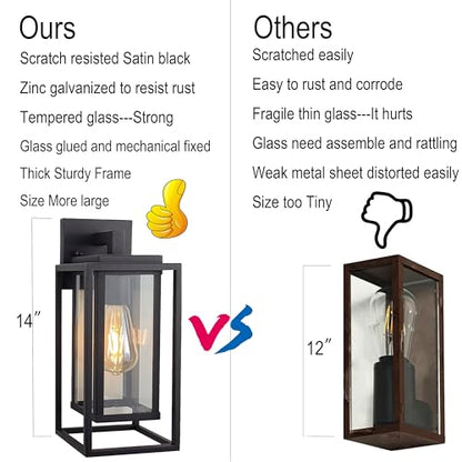 14" Outdoor Wall Light Fixtures Waterproofed Exterior Lantern W (2 Count)