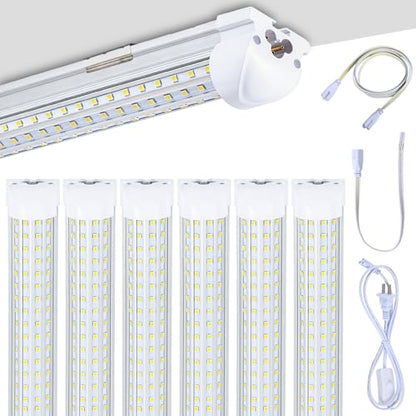 6- Pack) 4FT LED Shop Light, 65W 5000K Daylight White 7500LM Super Bright T8 Integrated Fixture U-Shape 4 Rows Linkable Tube Lights for Garage Warehouse Workshop Basement Plug and Play (6 Count)